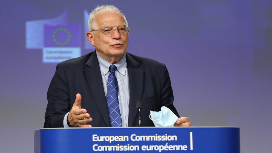 European Union High Representative for Foreign Affairs and Security Policy Josep Borrell holds a press conference after attending a conference on the plight of Venezuelan refugees and immigrants, Brussels, Belgium, May 26, 2020.