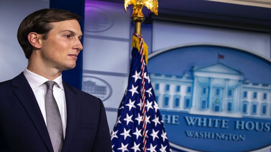 Senior adviser to Donald Trump Jared Kushner listens as national security adviser Robert O'Brien (not seen) speaks during a press briefing at the White House on August 13, 2020, in Washington, DC. Kushner appeared with Trump earlier today as Trump announced a new peace deal between Israel and the United Arab Emirates.