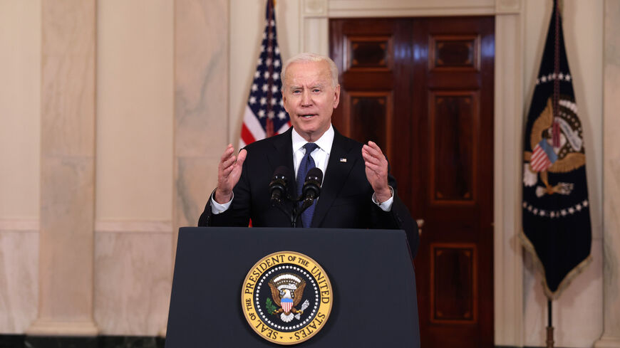 US President Joe Biden delivers remarks on the conflict in the Middle East from the White House on May 20, 2021 in Washington, DC. 