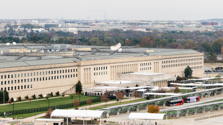 The Pentagon building, located in Arlington County, Virginia, across the Potomac River from Washington, D.C. 