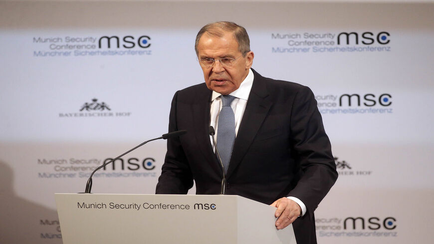 Russian Foreign Minister Sergey Lavrov delivers a speech at the 2020 Munich Security Conference, Munich, Germany, Feb. 15, 2020.