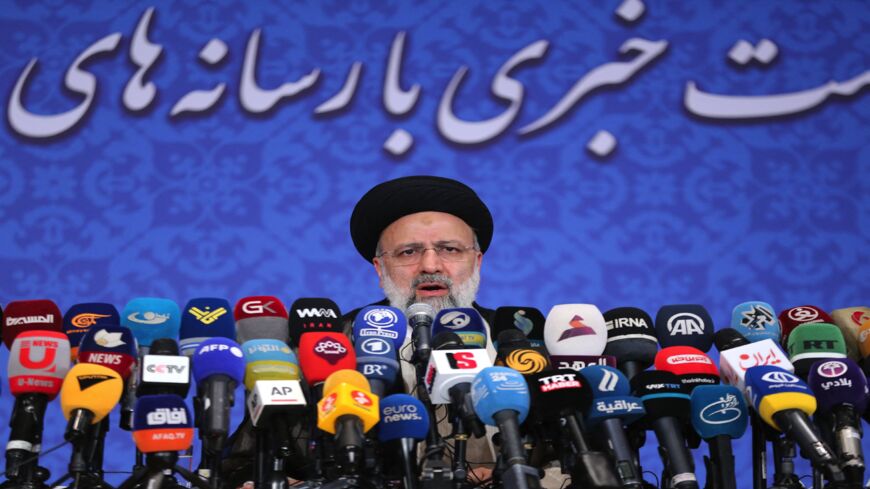 Iran's President-elect Ebrahim Raisi speaks during his first press conference in the Islamic Republic's capital, Tehran, on June 21, 2021.