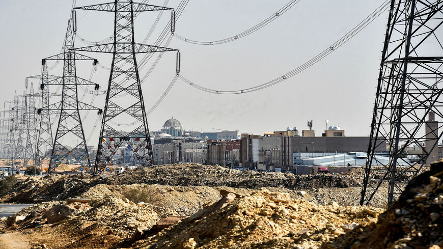 This picture shows a view of electricity transmission towers, Riyadh, Saudi Arabia, Dec. 18, 2018.