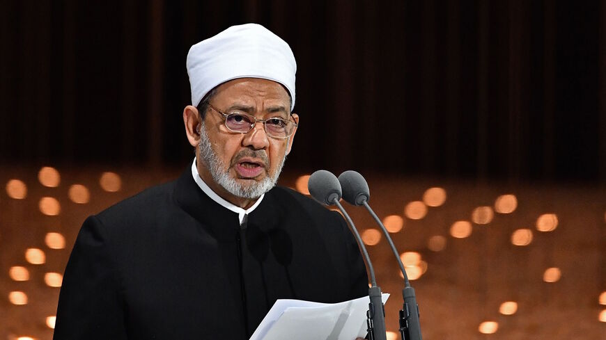 Egypt's Azhar Grand Imam Sheikh Ahmed al-Tayeb delivers a speech during the Founders Memorial event in Abu Dhabi on Feb. 4, 2019. 