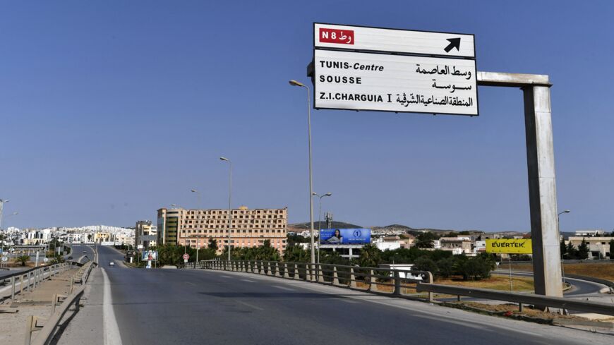 A highway remains deserted during a lockdown imposed by the Tunisian authorities.