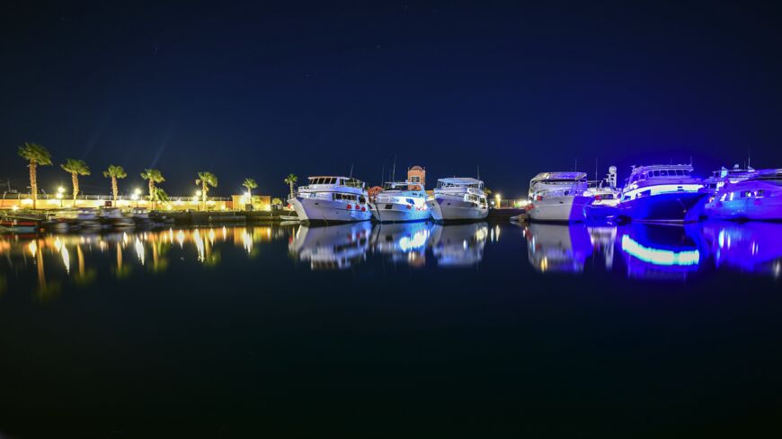 Yachts are moored at the marina in Egypt's Red Sea resort town of Hurghada on Aug. 24, 2018. 