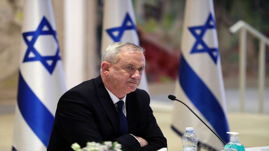 Israeli Alternate Prime Minister and Defense Minister Benny Gantz attends a Cabinet meeting of the new government at Chagall State Hall in the Knesset, Jerusalem, May 24, 2020.