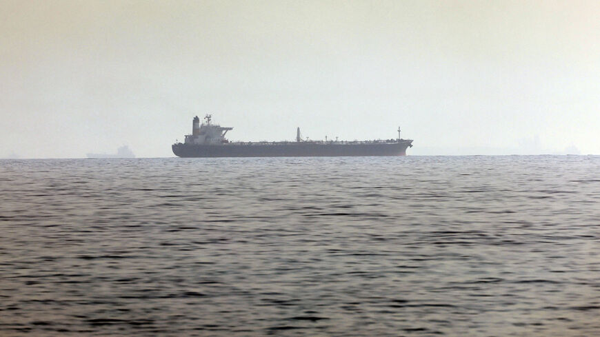A ship is pictured off the coast of Fujairah in the United Arab Emirates, where an Israeli-operated ship was attacked opposite the Iranian coast, April 14, 2021.