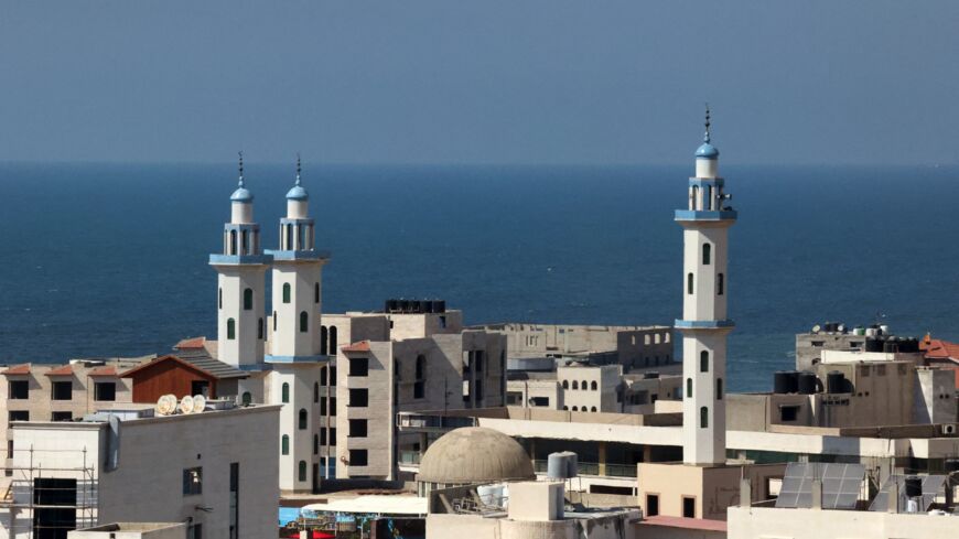 A picture shows Gaza City and its Mediterranean Sea coastline, on July 27, 2021.