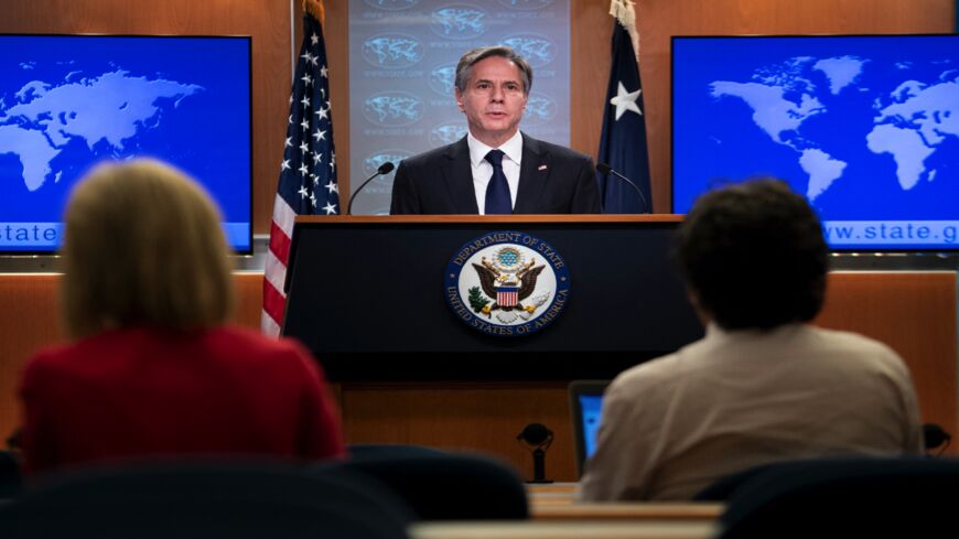 US Secretary of State Antony Blinken speaks about refugee programs for Afghans who aided the United States, during a briefing at the State Department on Aug. 2, 2021, in Washington, DC.
