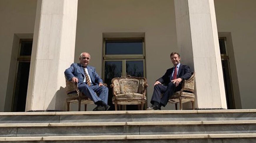 Ambassador Levan Dzhagaryan's meeting with the new head of the British diplomatic mission in Iran Simon Shercliff on the historical stair, where the 1943 Tehran conference was held