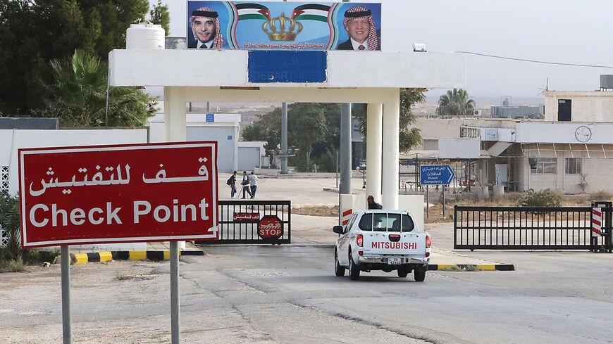 A vehicle arrives at the Jaber border crossing between Jordan and Syria (Nassib crossing on the Syrian side) on the day of its reopening on Oct. 15, 2018 in the Jordanian Mafraq governorate. 
