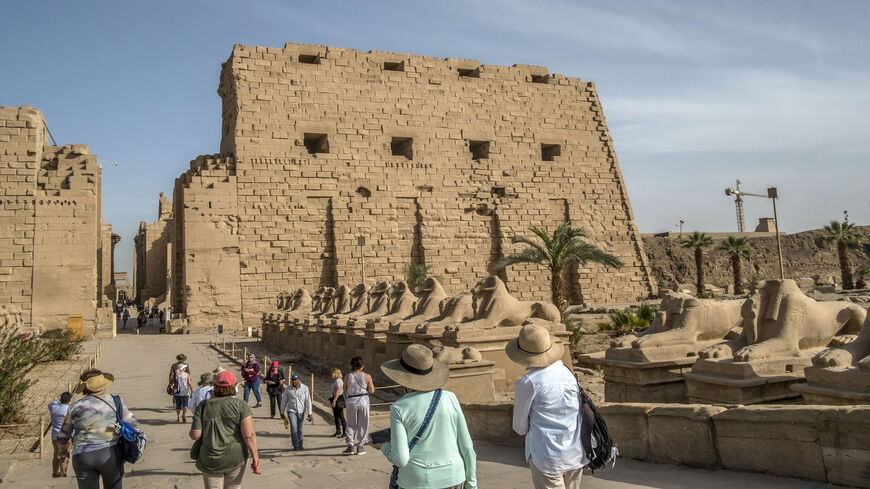 Tourists visit the Karnak Temple Complex, Luxor, Egypt, March 10, 2020. 