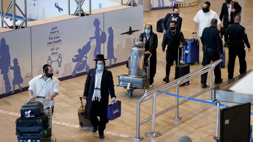 Orthodox pilgrims at airport