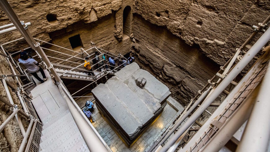 This picture taken on Sept. 14, 2021 shows a view of a part of the south tomb of the third dynasty Ancient Egyptian Pharaoh Djoser (27th century BC) at the newly-restored southern cemetery in the Saqqara Necropolis south of Egypt's capital Cairo. 
