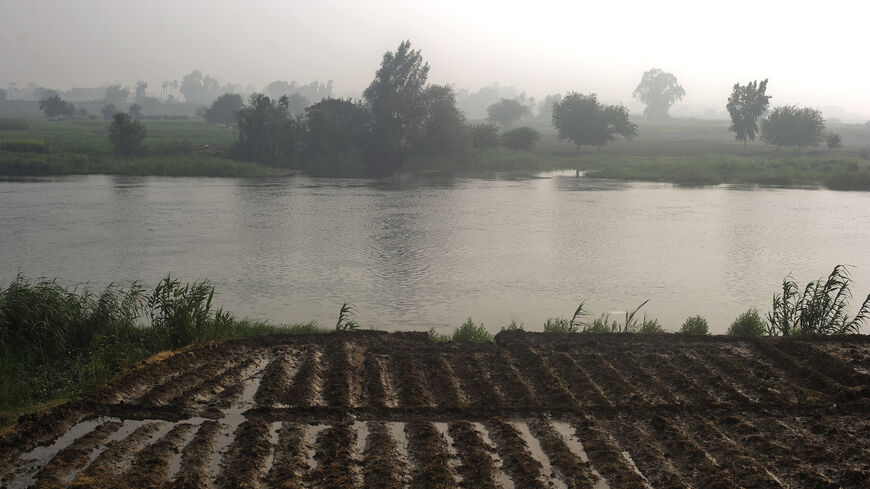 A general view taken on June 22, 2013 shows farmed fields on the banks of the Rasheed river, an offshoot of the Nile, in Cairo's northern Giza province, some 40 kilometres North of the capital. 