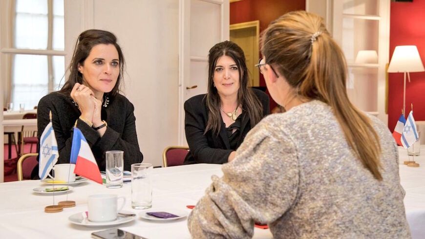 Israeli Knesset member Emilie Moatti meets with Aurore Berge, a member of the French National Assembly, on her diplomatic trip to France on Sept. 27. 