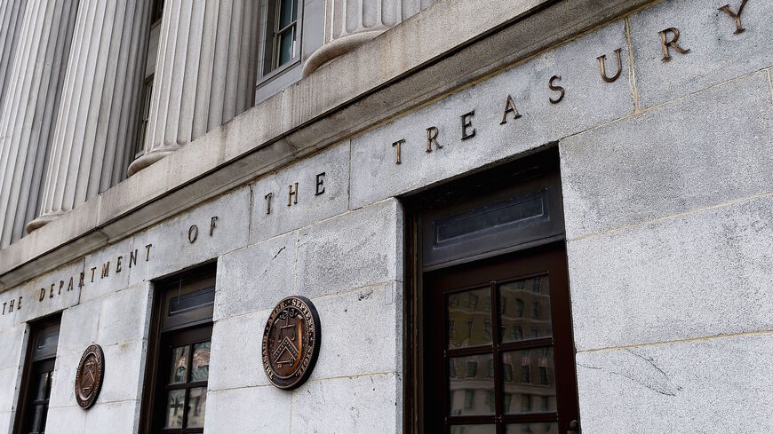 An exterior view of the building of US Department of the Treasury is seen on March 27, 2020 in Washington, DC.  