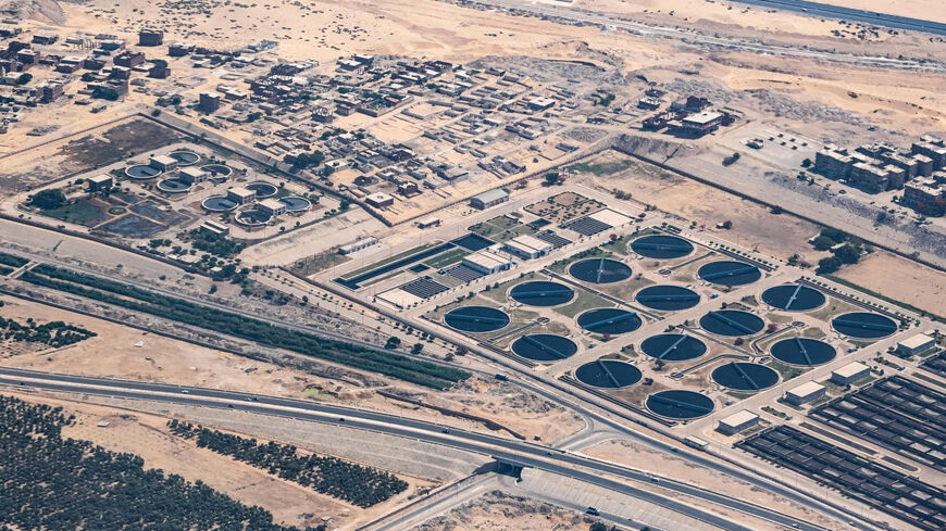 This picture shows an aerial view of the Ard al-Berak water treatment plant on the northeastern outskirts of Cairo, Egypt, May 28, 2021.