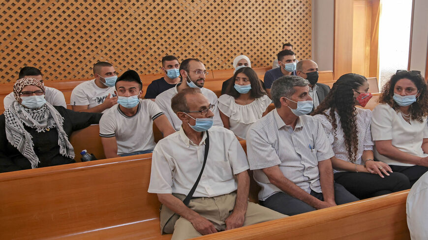 Palestinian residents of the Sheikh Jarrah neighborhood in Jerusalem attend a hearing at Israel's Supreme Court, Jerusalem, Aug. 2, 2021.