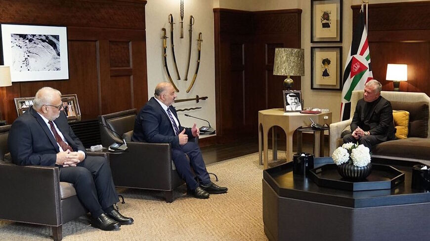 Mansour Abbas, the head of the United Arab Party (Ra'am), meets with King Abdullah of Jordan in Amman, Nov. 9, 2021.