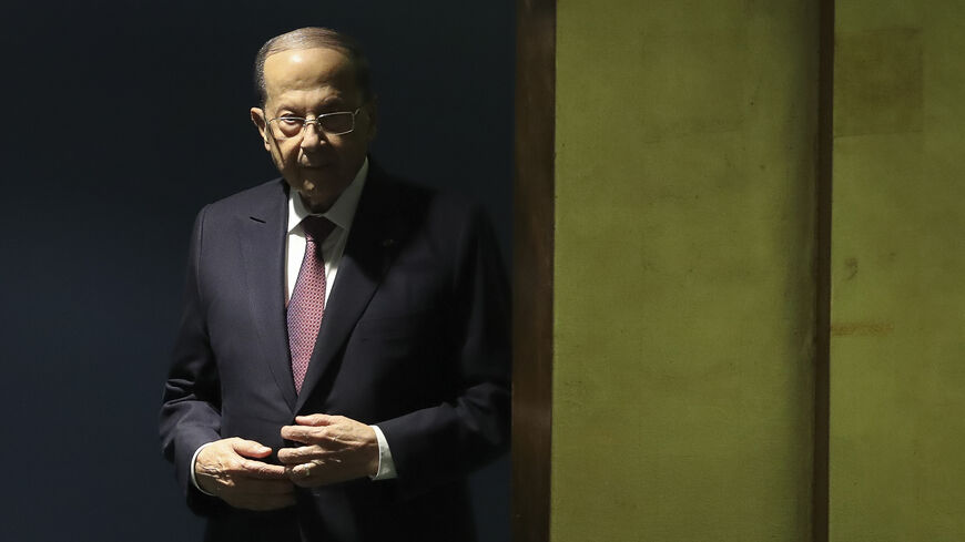 President of Lebanon Michel Aoun arrives to address the United Nations General Assembly at UN headquarters on Sept. 25, 2019 in New York City. 