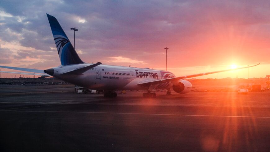This picture taken on Jan. 16, 2020, shows an EgyptAir Boeing 787-9 Dreamliner jet parked on the tarmac at Cairo International Airport.