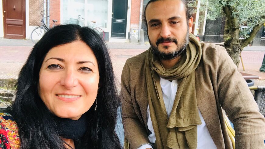 Alaa Abdulfatah with her husband Gernas Haj Shekhmous in Amsterdam June 25, 2021.