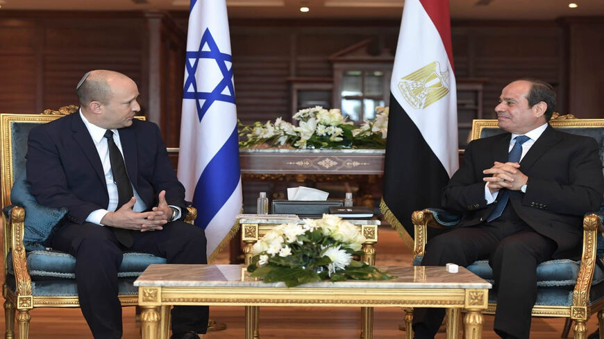 Israeli Prime Minister Naftali Bennett meets Egyptian President Abdel Fattah al-Sisi, Sharm al-Sheikh, Egypt, Sept. 13 2021.