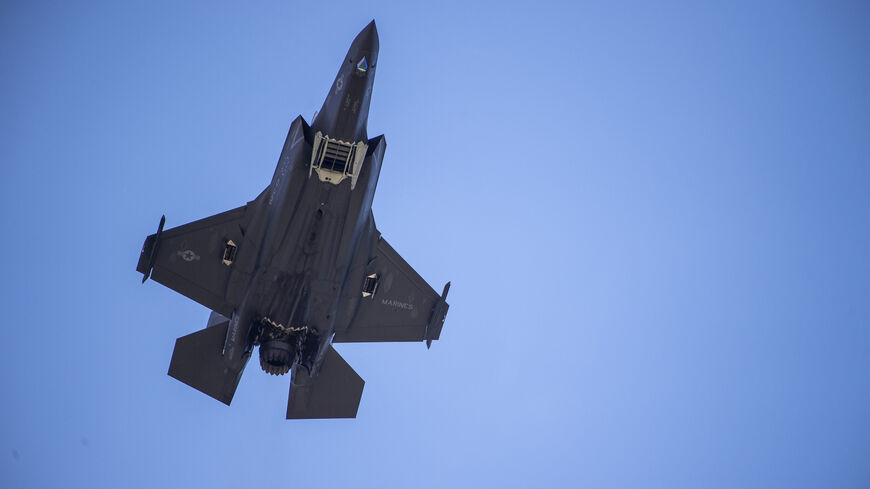 An F-35 fighter plane flies over the White House on June 12, 2019, in Washington DC. 