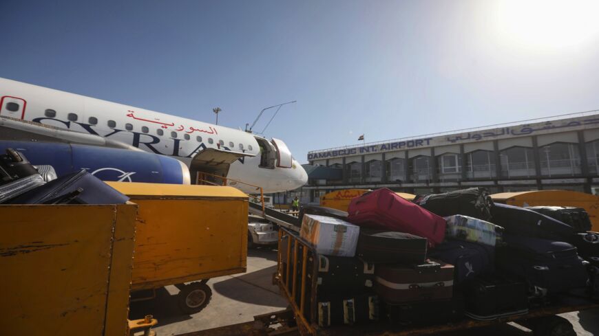 A Syrian airline plane is pictured on the tarmac at the Damascus International Airport in the Syrian capital on Oct. 1, 2020.
