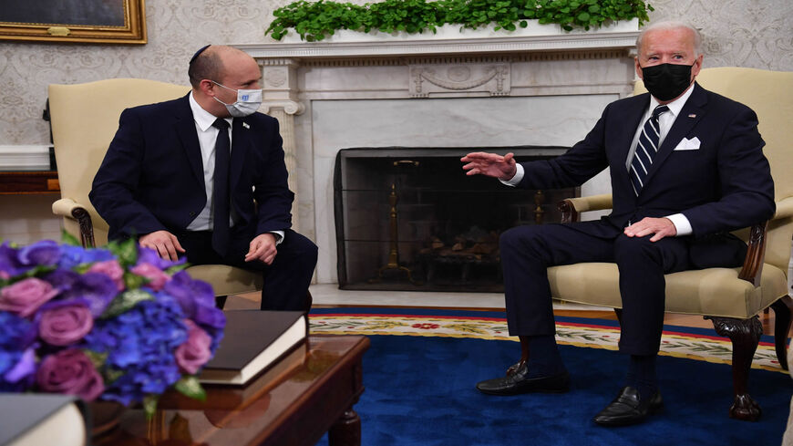 US President Joe Biden meets with Israeli Prime Minister Naftali Bennett in the Oval Office of the White House, Washington, Aug. 27, 2021.