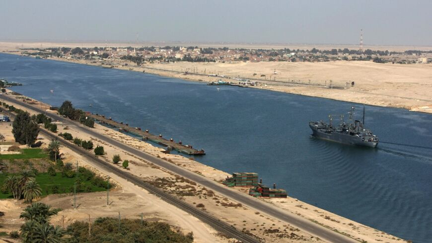 A file picture dated Nov. 24, 2008, shows an Egyptian patrol ship navigating the Suez Canal.