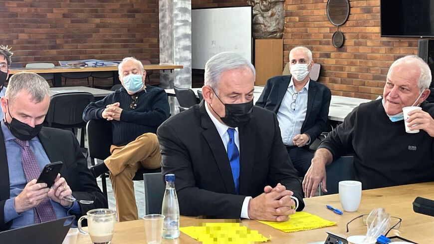Former Prime Minister Benjamin Netanyahu at the Likud party's Tel Aviv headquarters, Dec. 19 2021.