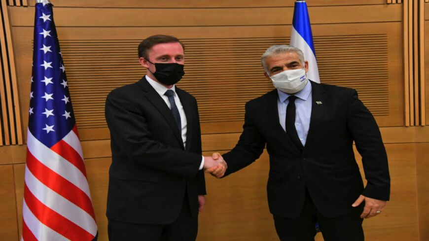 US national security adviser Jake Sullivan meets with Israeli Foreign Minister Yair Lapid, Dec. 22, 2021, in Israel.