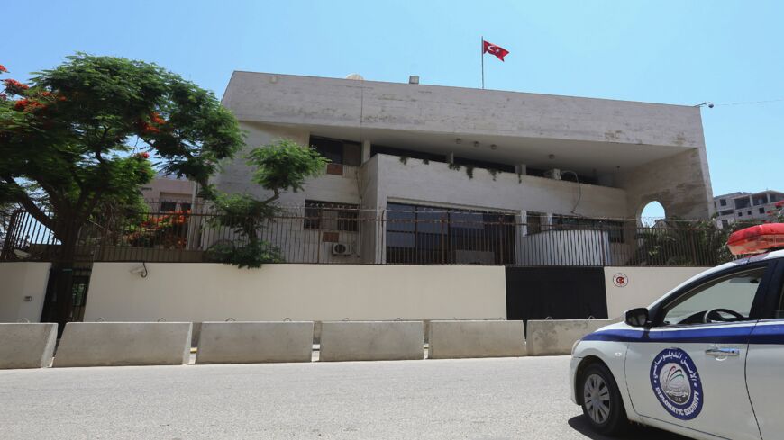 A picture taken on June 30, 2019, shows the Turkish Embassy in Tripoli.
