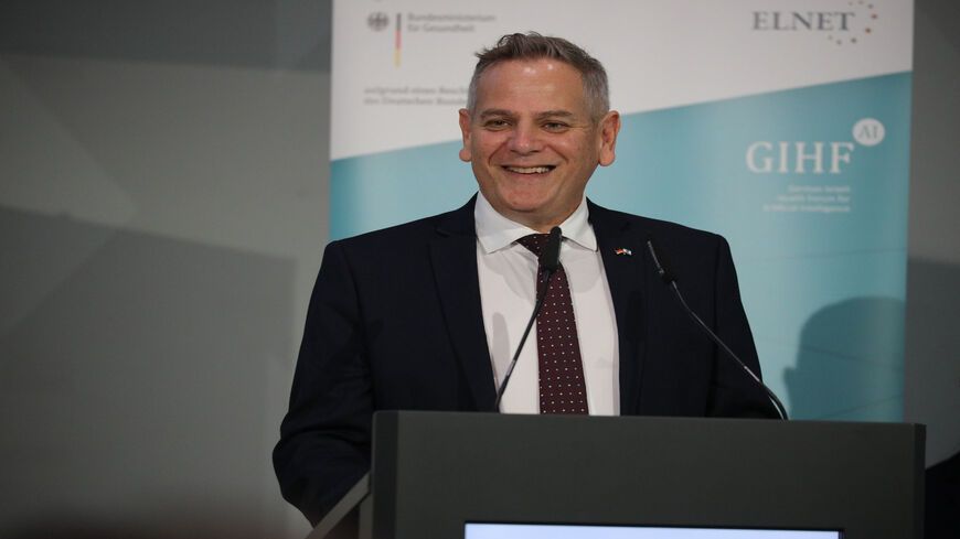 Israeli Minister of Health Nitzan Horowitz attends the launch of the "German Israeli Health Forum for Artificial Intelligence," Berlin, Germany, Oct. 28, 2021.