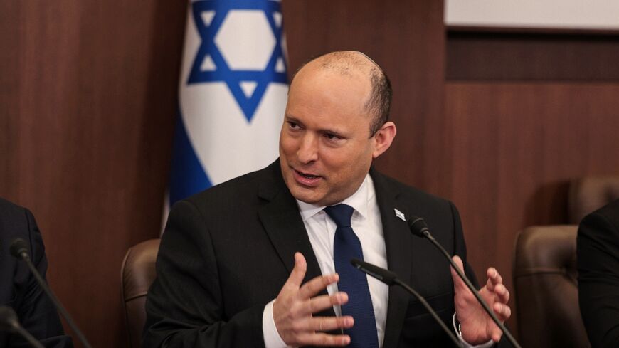 Israeli Prime Minister Naftali Bennett at the weekly cabinet meeting in Jerusalem on February 13, 2022