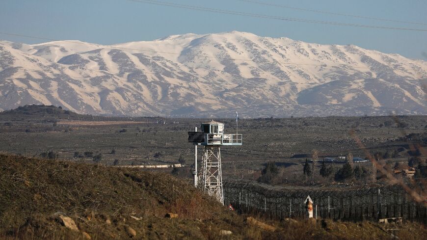 A watchtower near the Israeli border fence with Syria in the Israeli-annexed Golan Heights on February 9, 2022