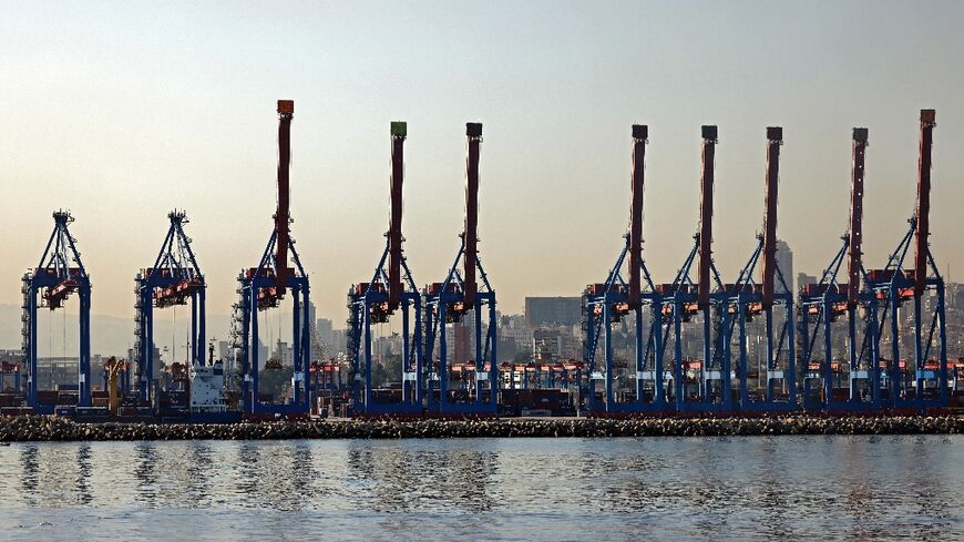 Cranes are pictured on October 26, 2020 at the Beirut port
