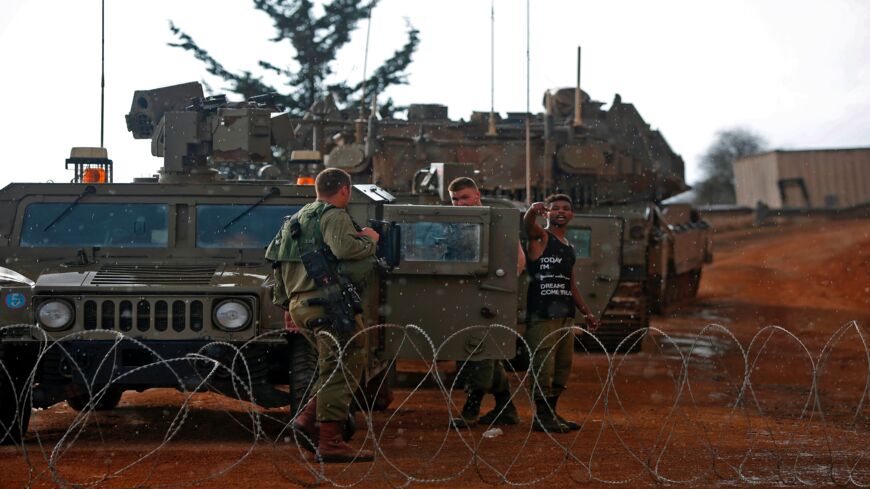 Israeli soldiers are pictured stationed near the northern Israeli border with Lebanon, Nov. 11, 2020.  