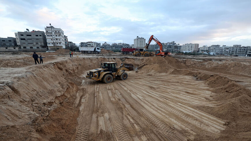 A general view shows the construction site where an ancient cemetery reportedly dating back to the Roman-era was unearthed, Gaza City, Gaza Strip, Jan. 31, 2022.