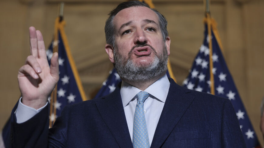 Sen. Ted Cruz (R-TX) speaks during a press conference on Capitol Hill on Feb. 9, 2022 in Washington, DC. 