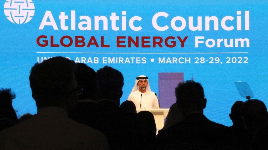 Minister of Energy and Infrastructure of the United Arab Emirates Suhail bin Mohamed al-Mazrouei speaks during the Atlantic Council's Global Energy Forum in Dubai
