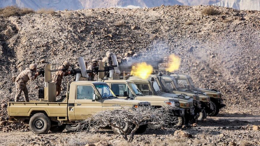 Iran's Islamic Revolutionary Guard Corps (IRGC) taking part in military exercises in December 2021