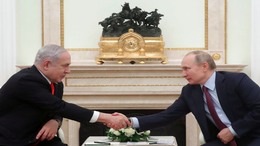 Russian President Vladimir Putin meets with Israeli Prime Minister Benjamin Netanyahu at the Kremlin in Moscow on Jan. 30, 2020. 