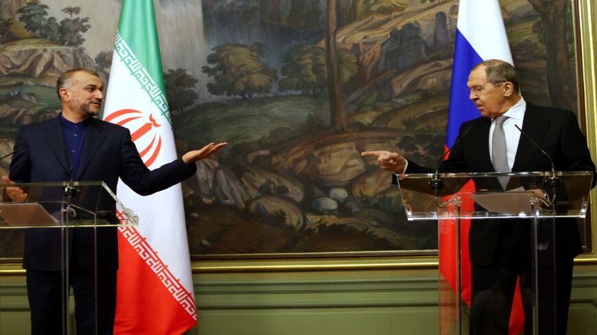 Russian Foreign Minister Sergey Lavrov (R) and Iranian Foreign Minister Hossein Amir-Abdollahian.