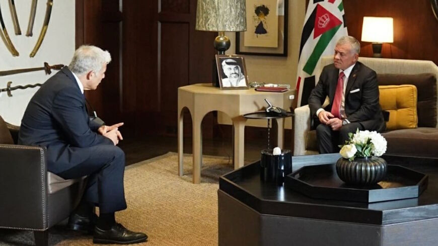 Israeli Foreign Minister Yair Lapid meets with Jordanian King Abdullah II, Amman, Jordan, March 10, 2022.