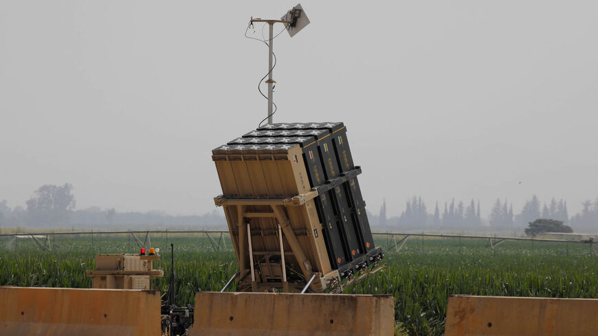 An Israeli Iron Dome defense system battery, designed to intercept and destroy incoming short-range rockets and artillery shells, is pictured in the Hula Valley, northern Israel, near the border with Lebanon, July 27, 2020.