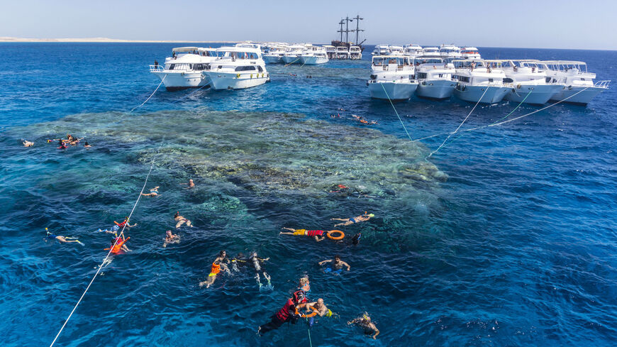 A picture taken on Sept. 29, 2021, shows Russian tourists in the Egyptian Red Sea resort of Sharm el-Sheikh.